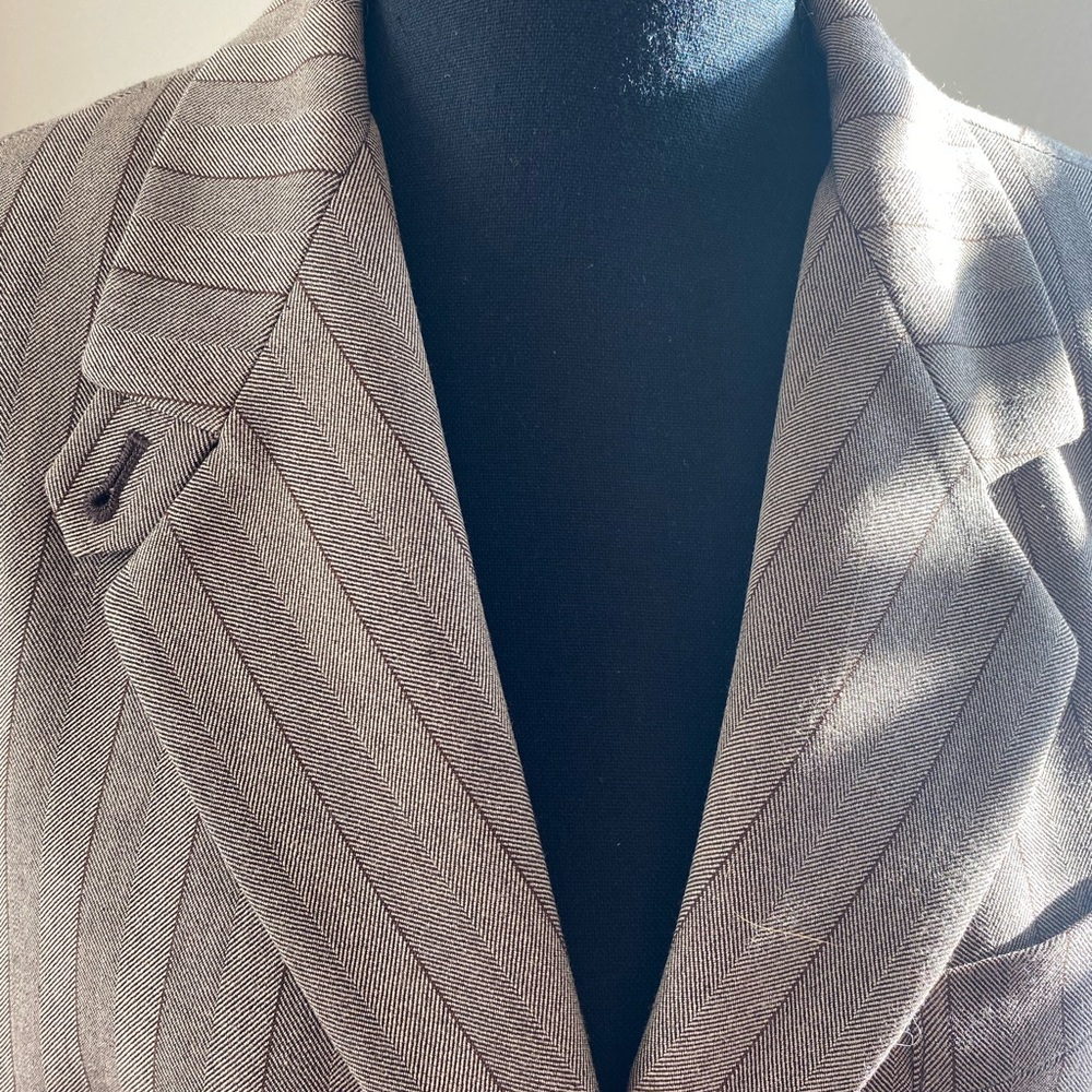 Ann Klein, Blazer, Tan with brown stripes, Size 12 - Picture 7 of 8